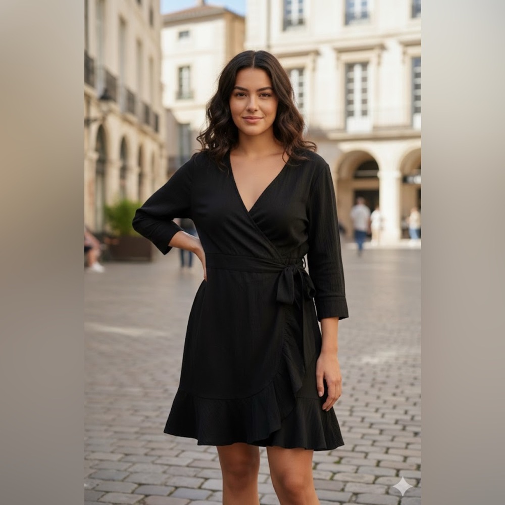 Eloquii Black Wrap Mini Dress